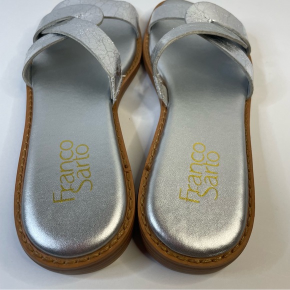 Franco Sarto Women Silver Metallic Goring Cushioned Geras Open Toes Slip On 6M - Picture 4 of 8